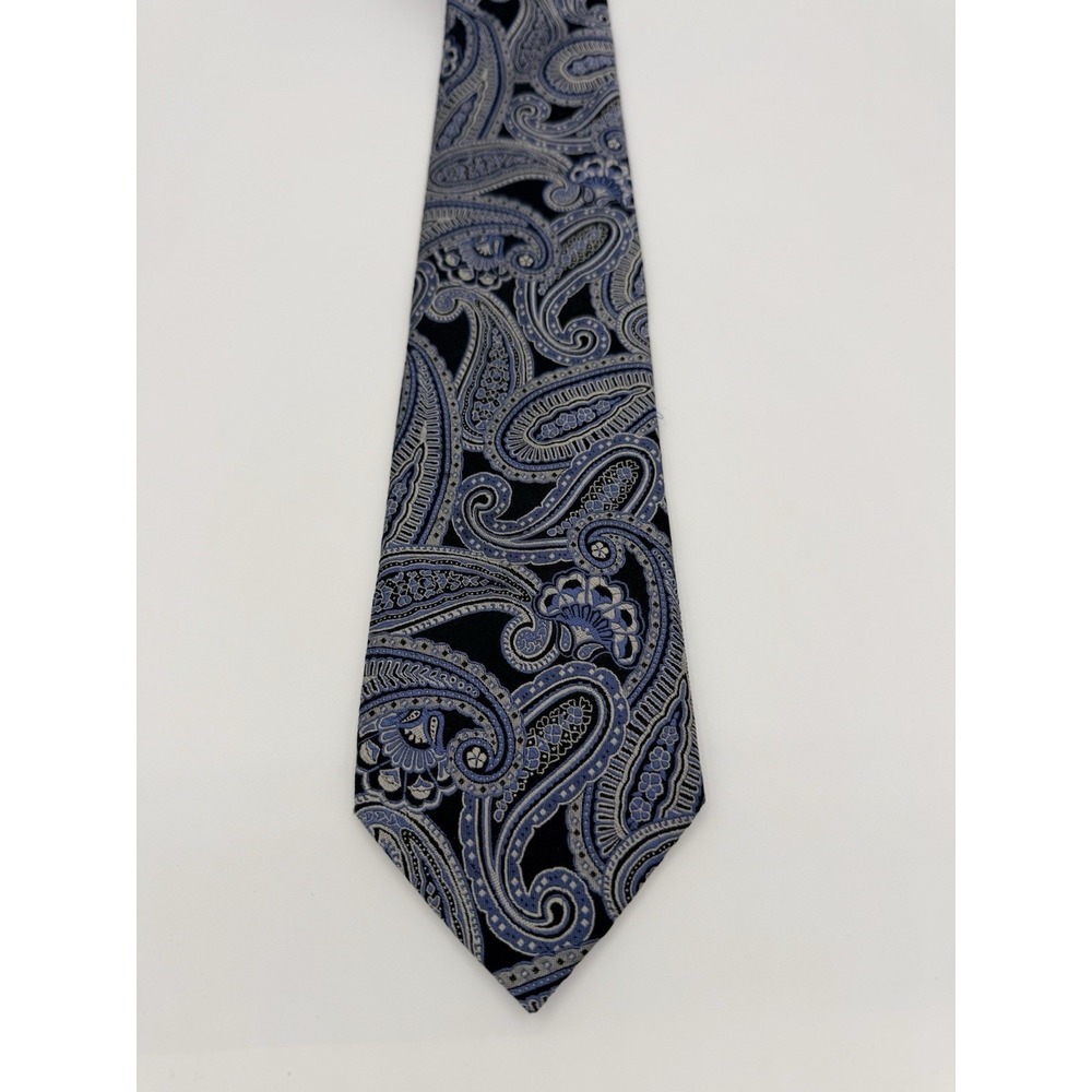 Michael Kors 100% Silk Paisley Tie Blue & Black 61" x 3.75" Classic Design